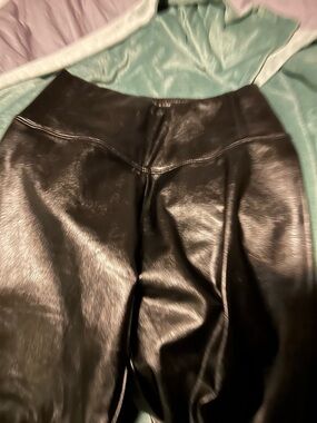 bp Black Faux Leather Pants with Glossy Finish